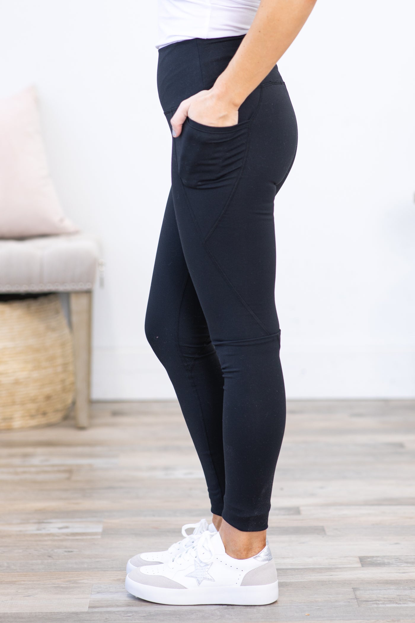 Black Tapered Band Essential Leggings · Filly Flair
