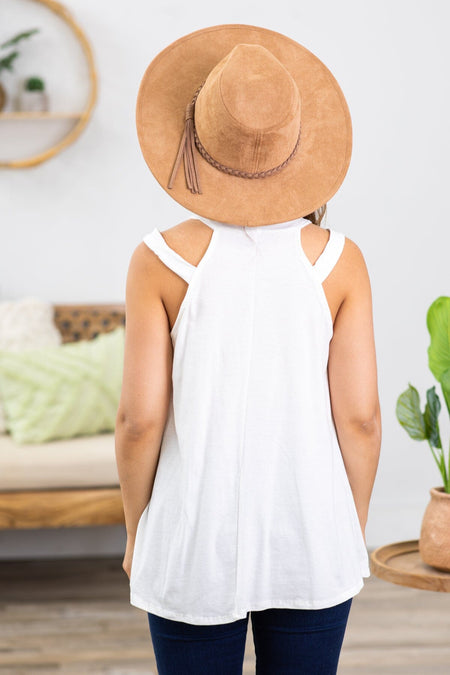 Ivory Double Strap Round Neck Tank - Filly Flair