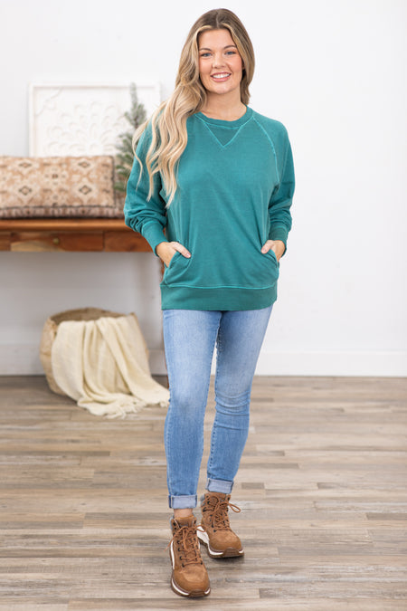 Teal Pigment Dyed Sweatshirt