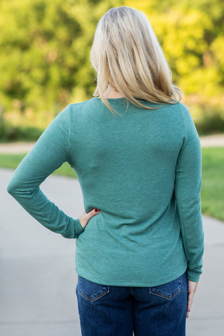 Emerald Reverse Seam Long Sleeve Knit Top