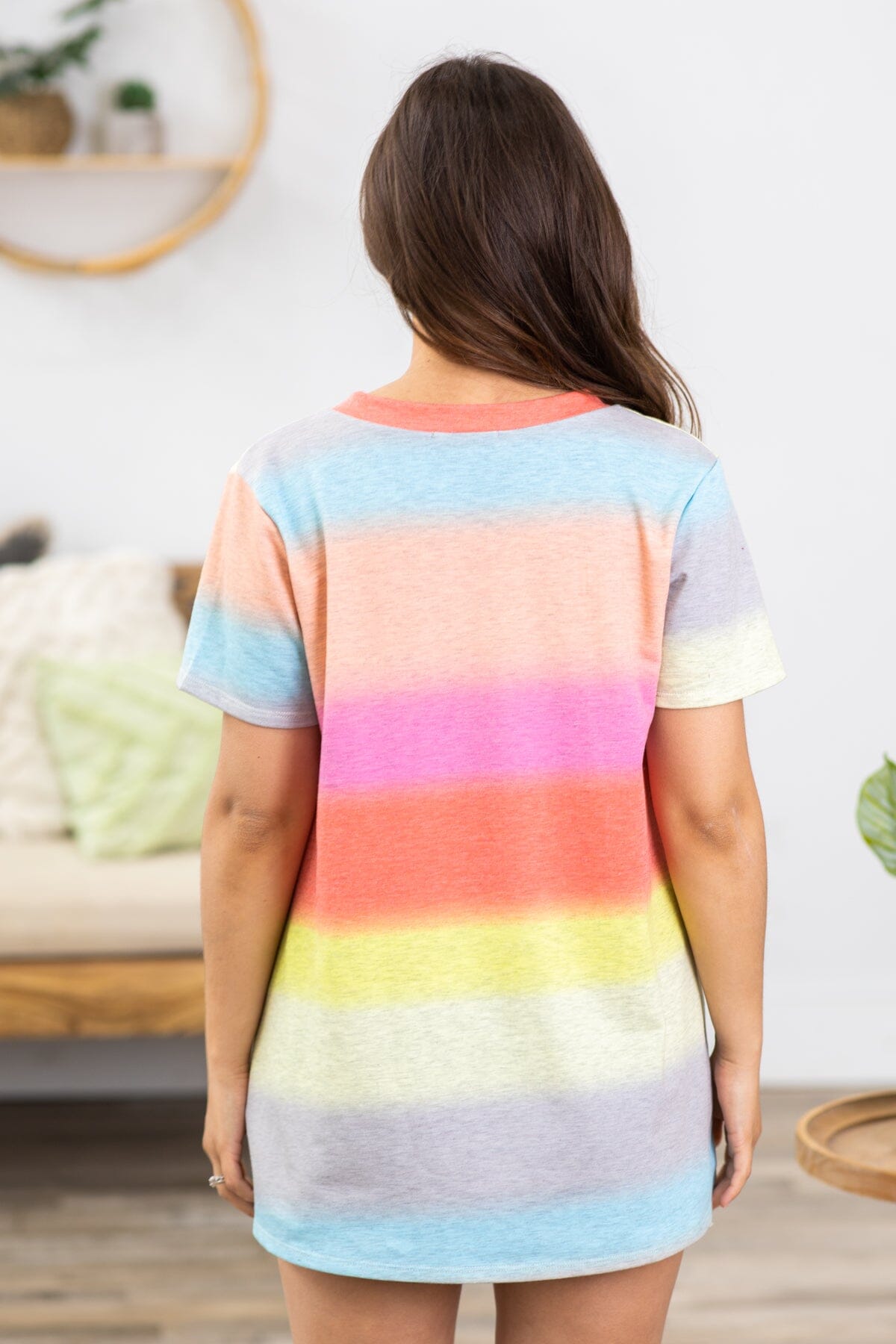 Pink Multicolor Ombre V-Neck Top - Filly Flair