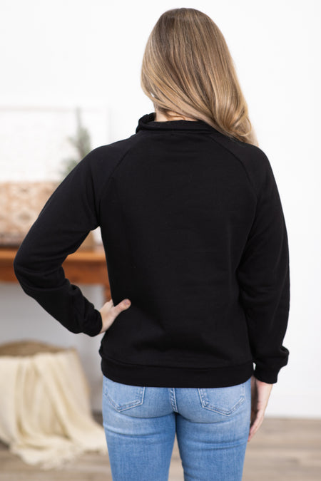 Black Sweatshirt With Snap Detail