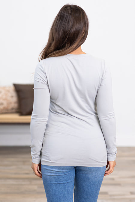 Light Grey Buttery Soft Long Sleeve Top