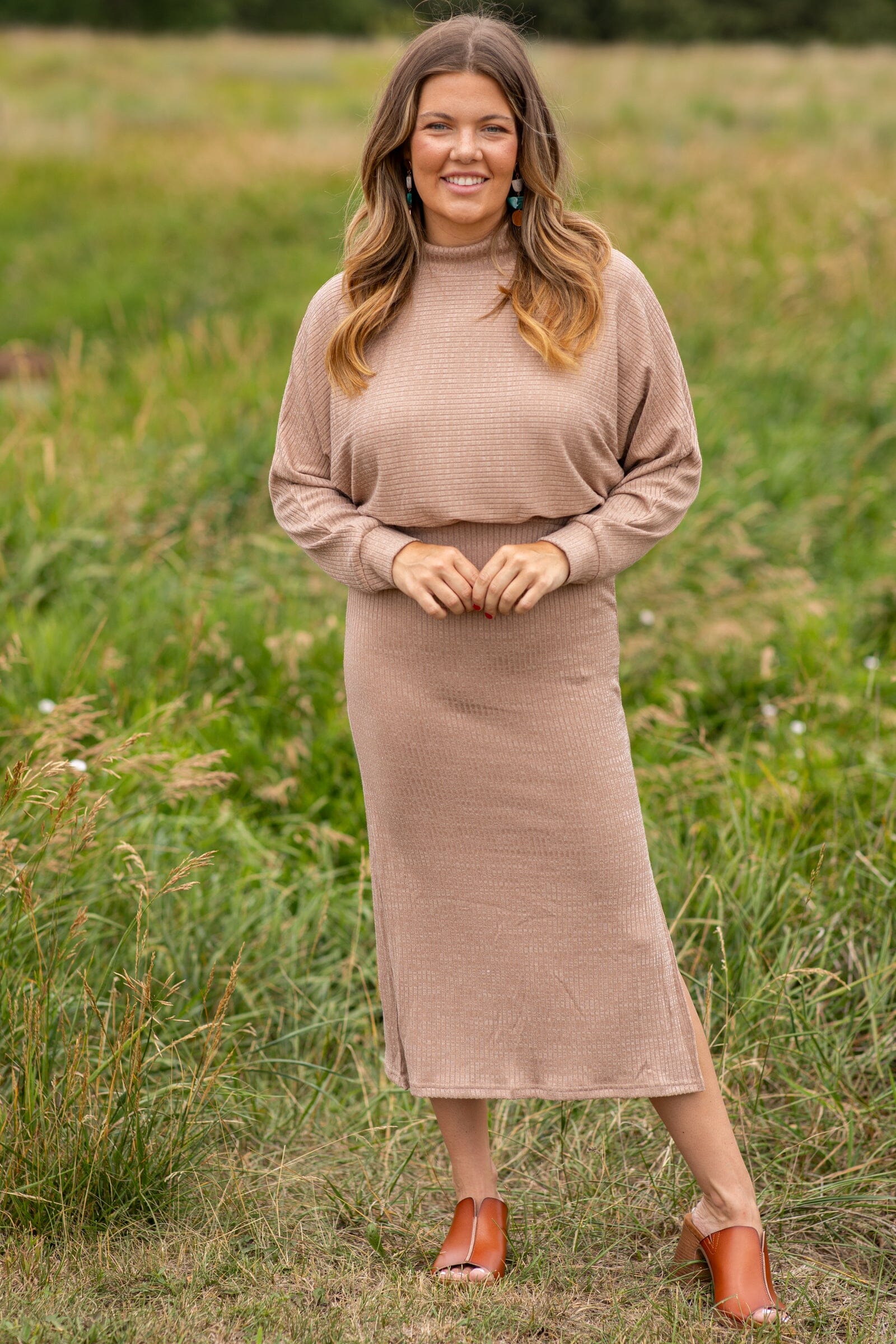 Mocha colored 2024 turtleneck dress