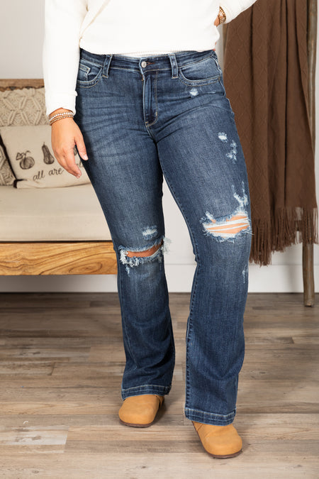 Judy Blue Bootcut Knee Distressed Jeans