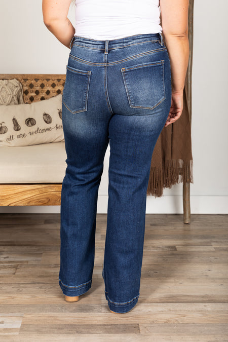 Risen Dark Wash High Rise Straight Leg Jeans