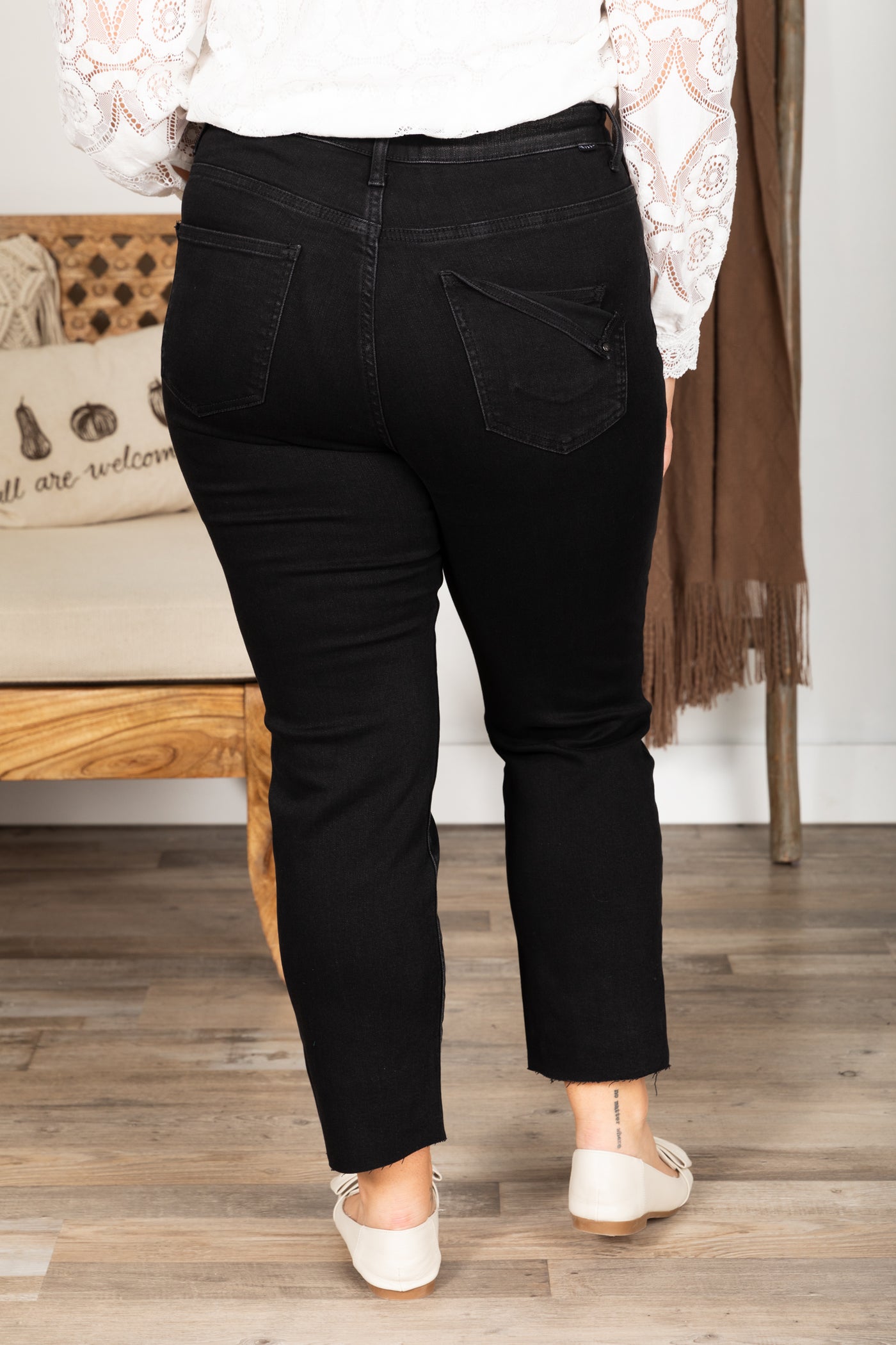 Black Washed High Rise Mom Fit Jeans