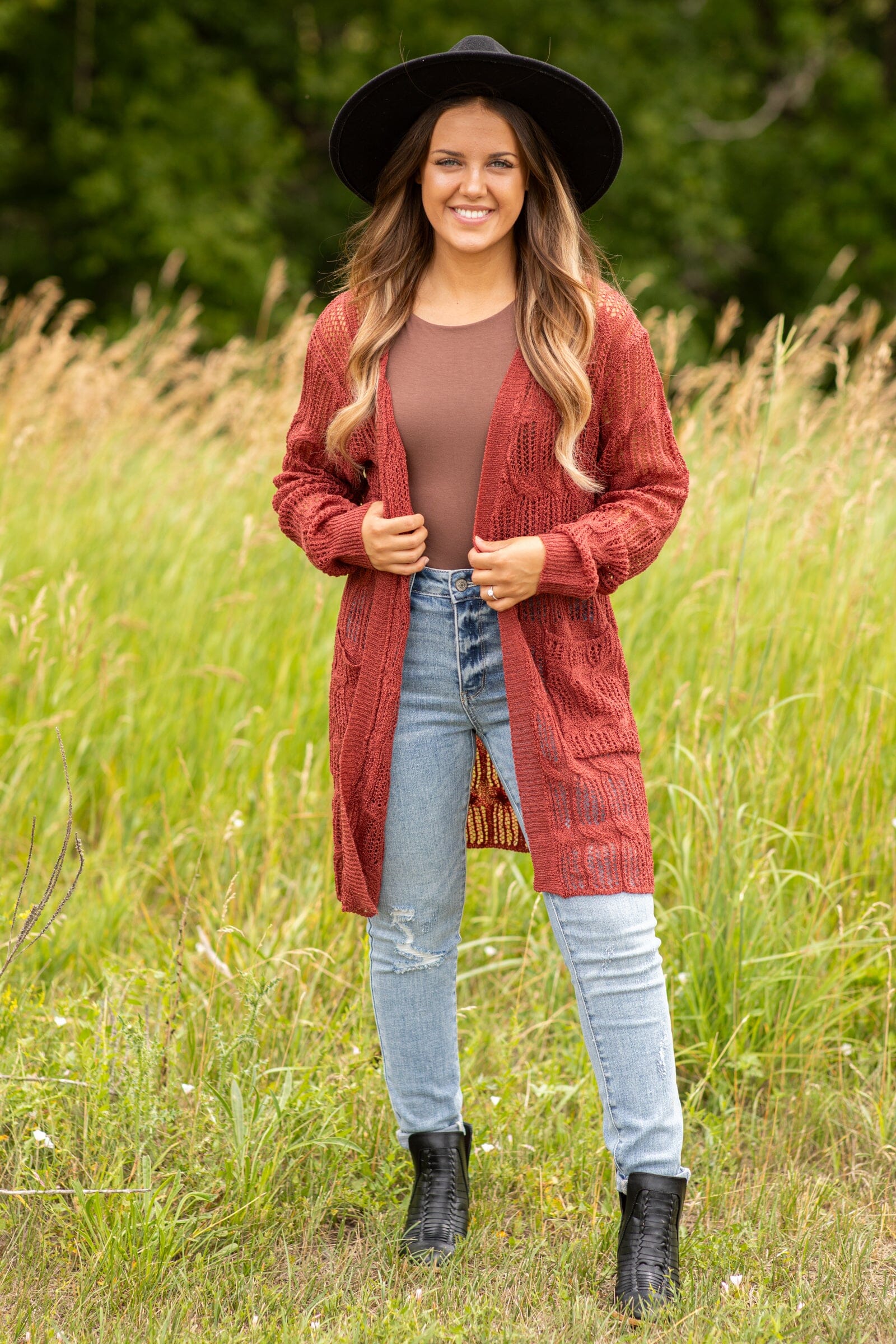 Rust red sale cardigan