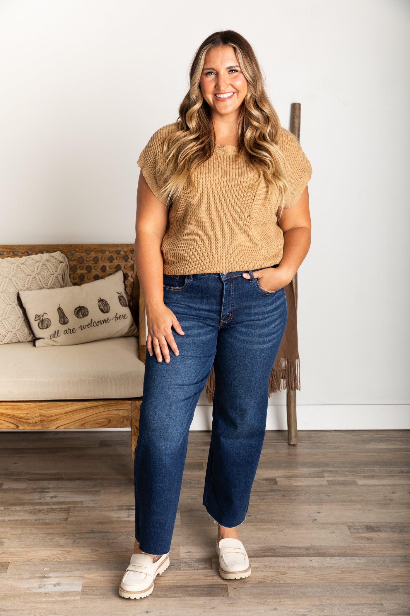 Lovervet Tummy Control Mid Rise Wide Leg Jeans