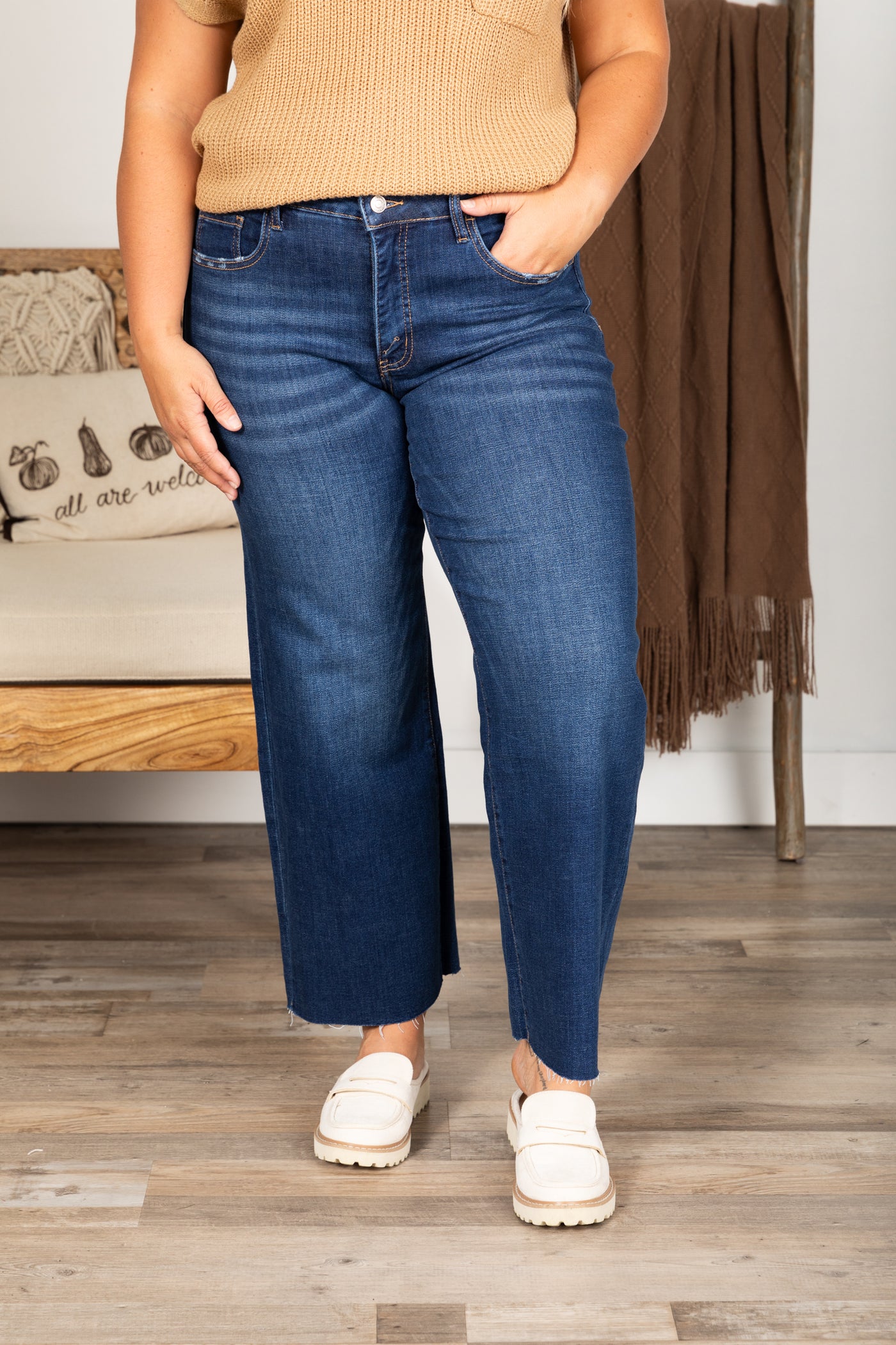 Lovervet Tummy Control Mid Rise Wide Leg Jeans