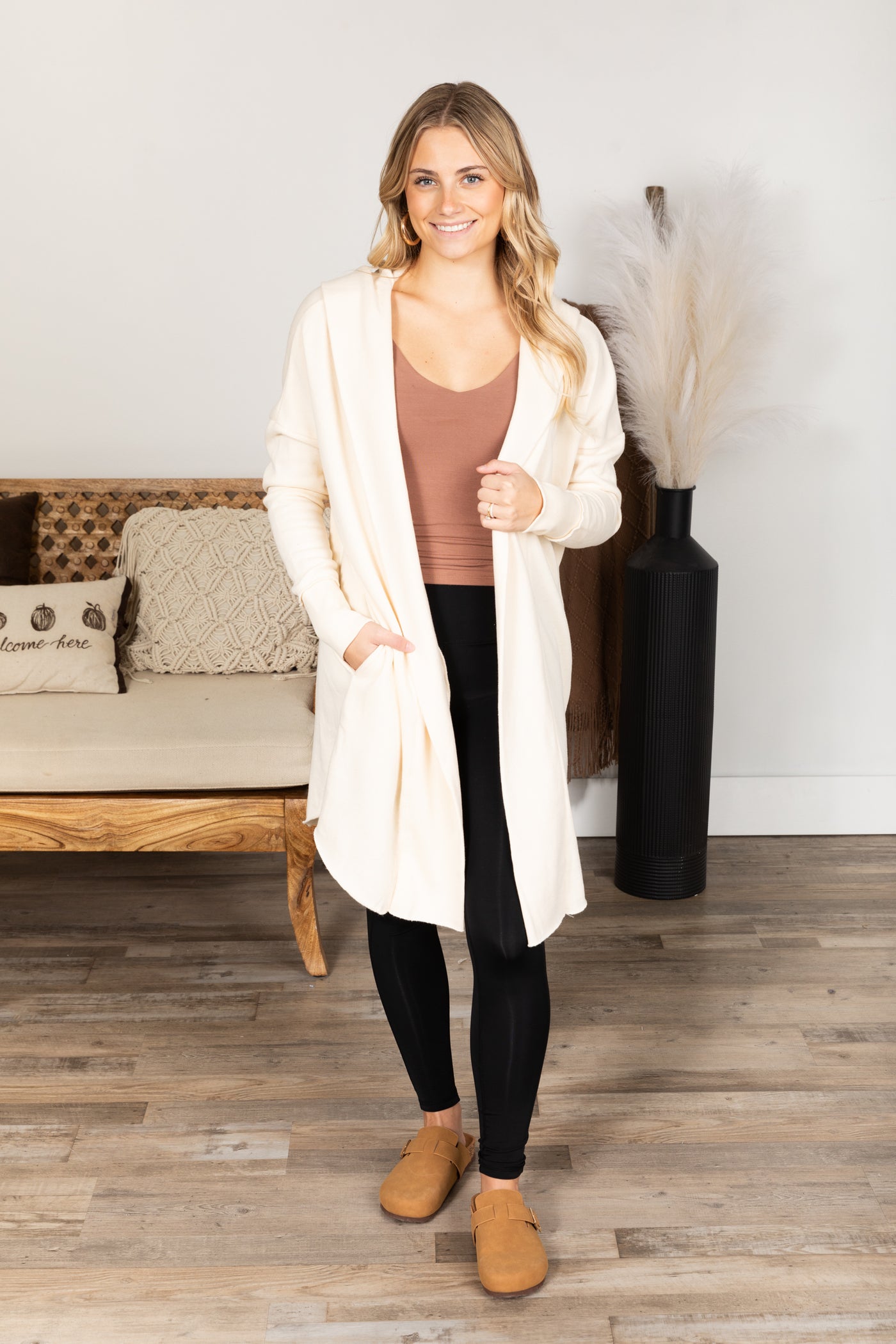 Open Front Longline Hoodie Cardigan