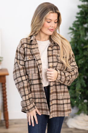 Brown and Mocha Plaid Shacket