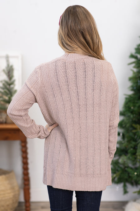 Taupe Ribbed Cardigan