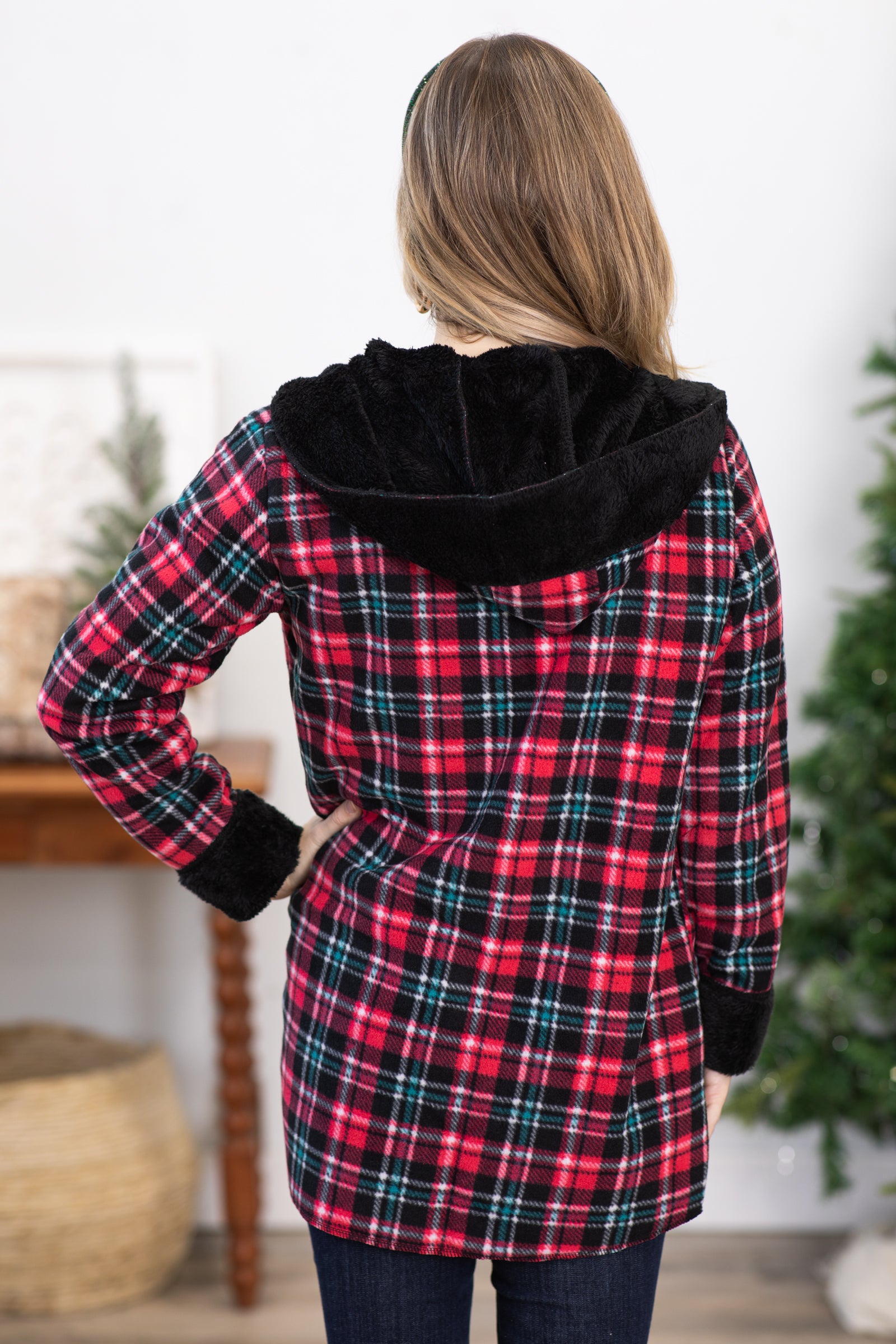 Fur lined clearance plaid jacket