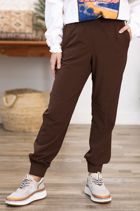 Brown Mid Rise Joggers