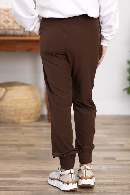 Brown Mid Rise Joggers