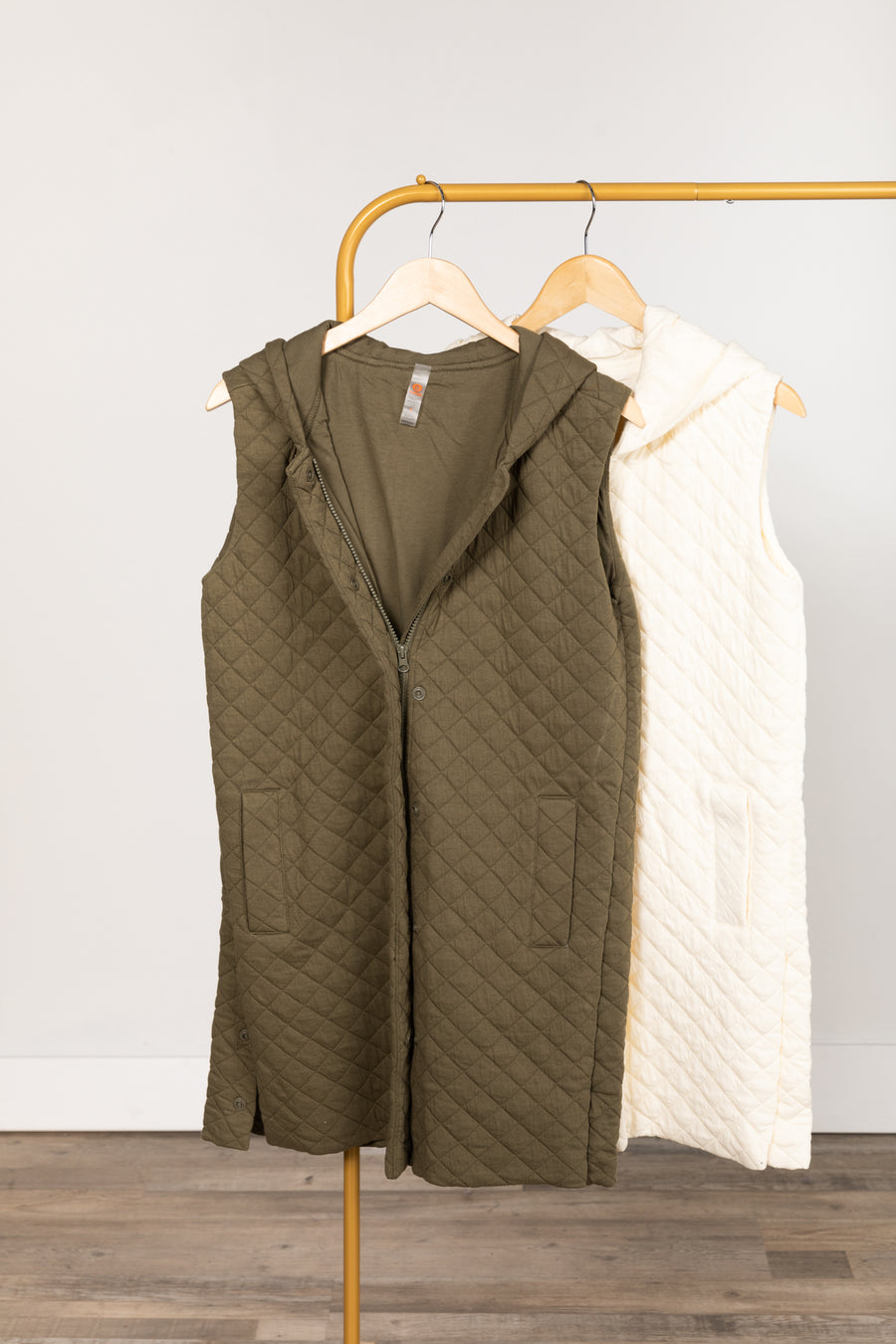 Longline Quilted Cotton Blend Vest