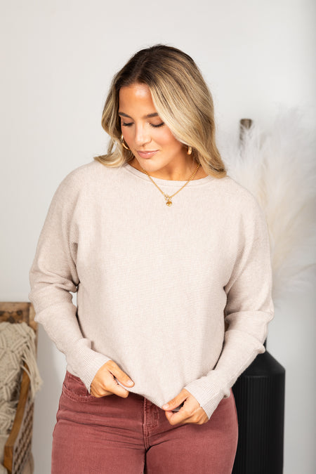 Soft Mini Waffle Texture Dolman Sleeve Sweater