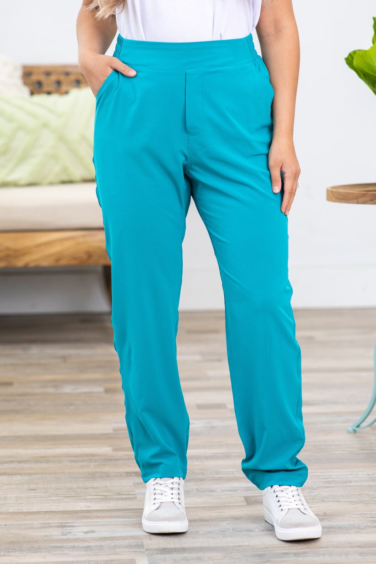 Turquoise Straight Leg Active Joggers - Filly Flair