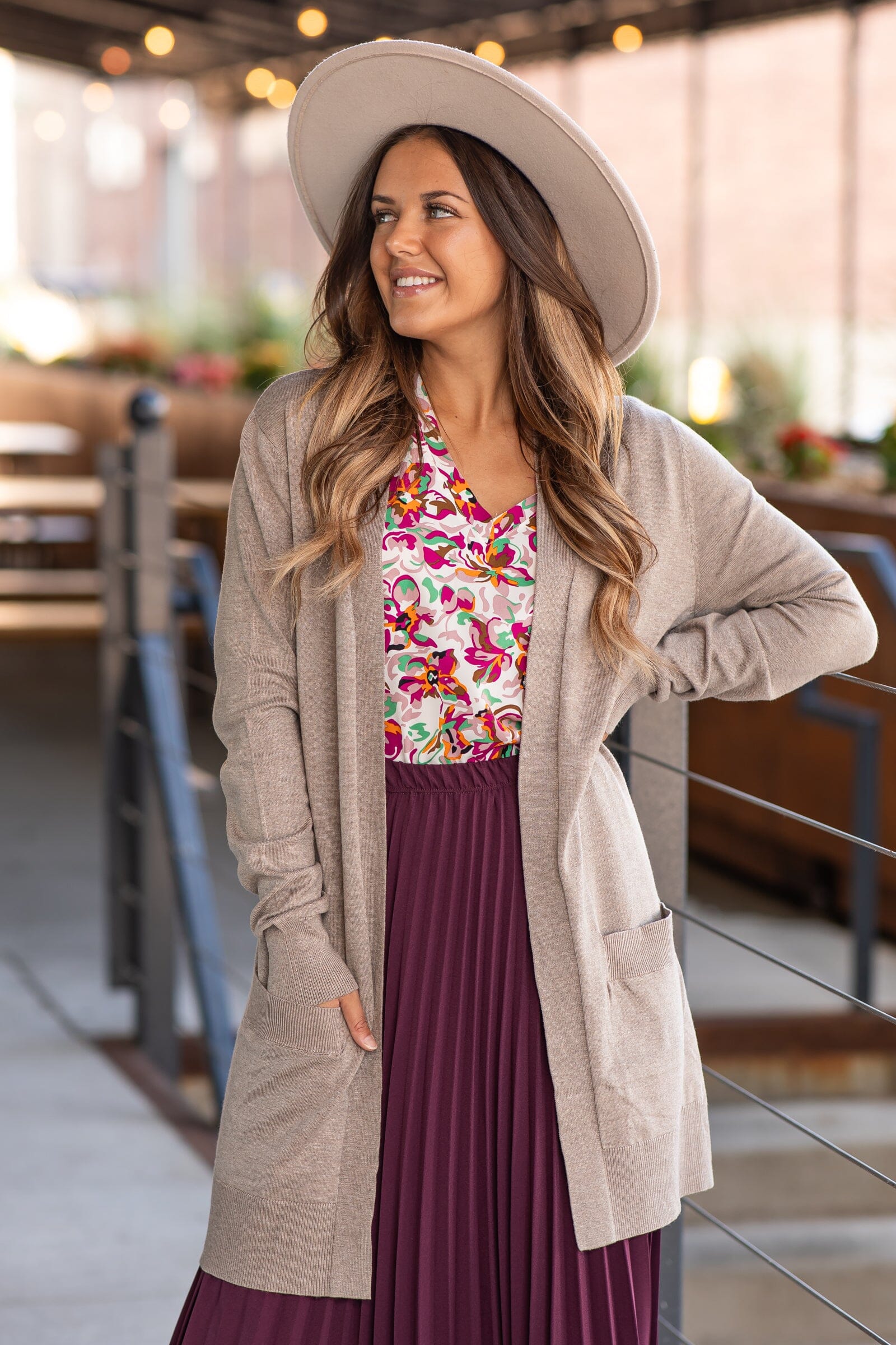 Tan lightweight outlet cardigan