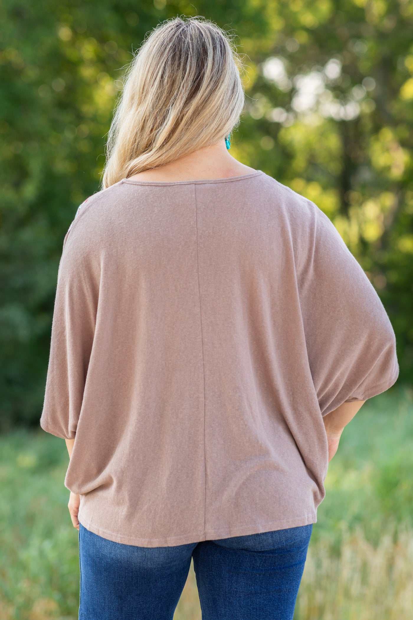 V-Neck Oversized Dolman Sleeve Knit Top