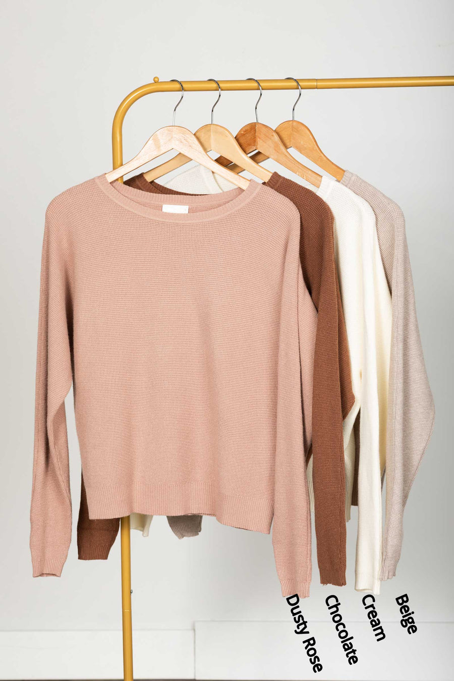 Soft Mini Waffle Texture Dolman Sleeve Sweater