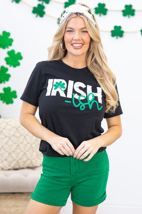 Black Irish-ish With Shamrock Graphic Tee