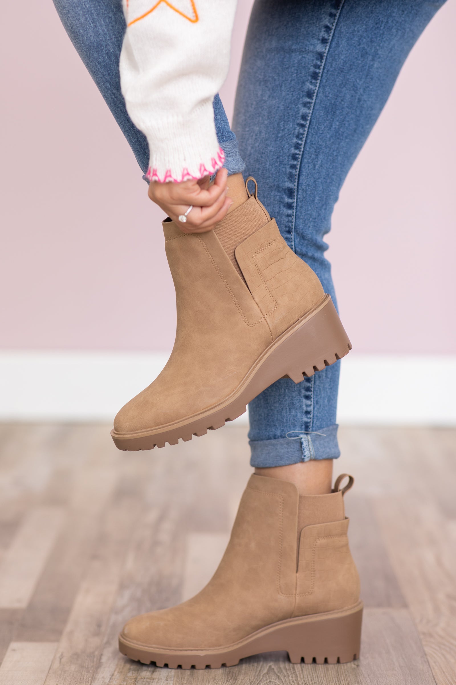 Tan booties outlet wedge