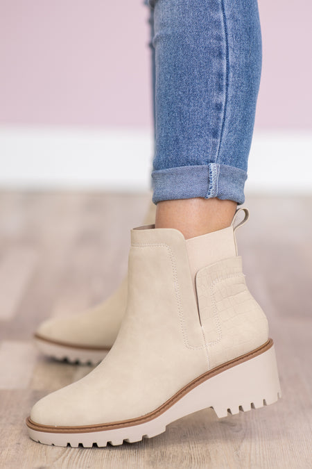 Oatmeal Lug Sole Wedge Booties