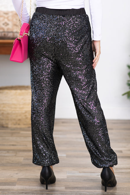 Black Sequin Joggers