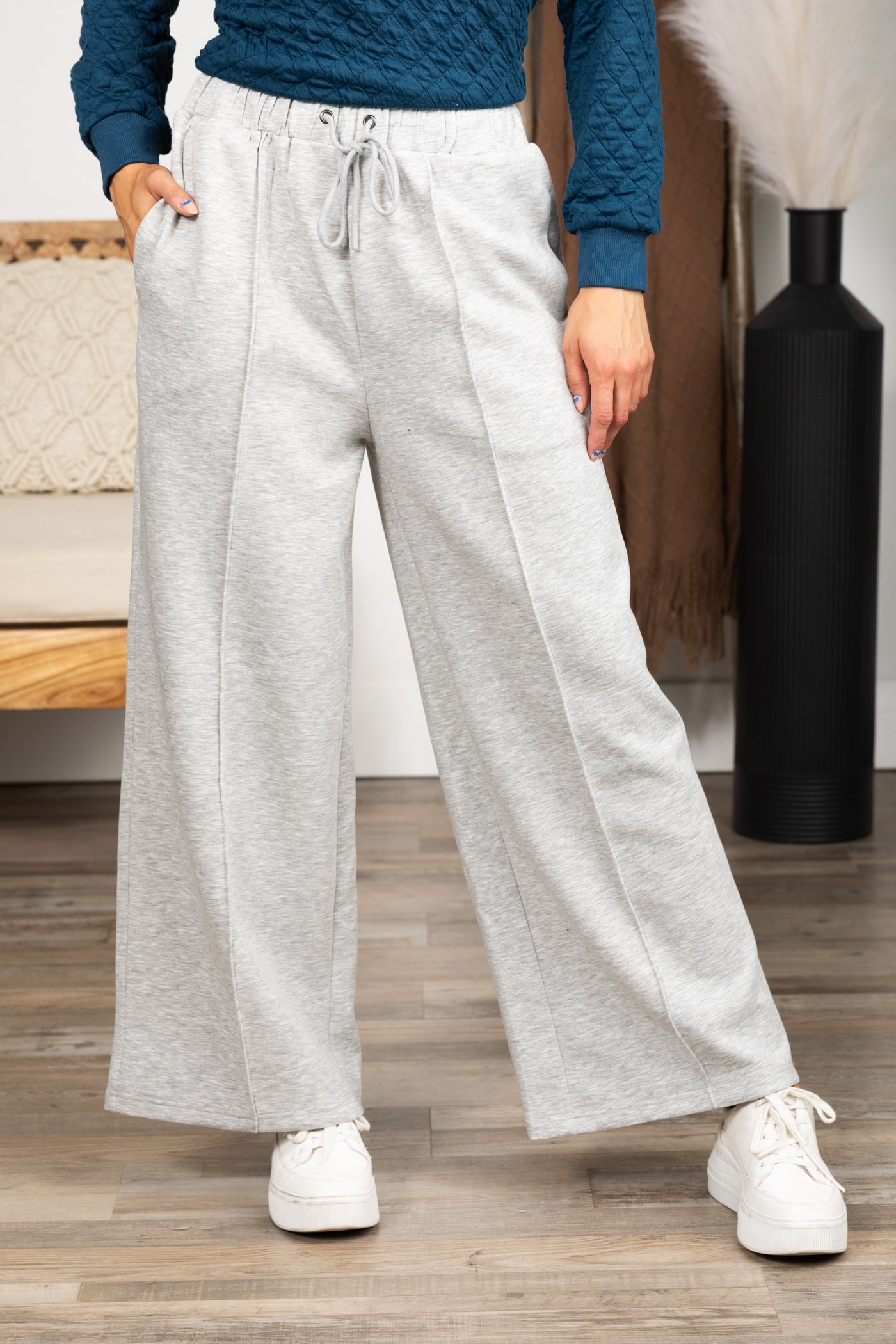 Elastic Waistband Wide Leg Pants