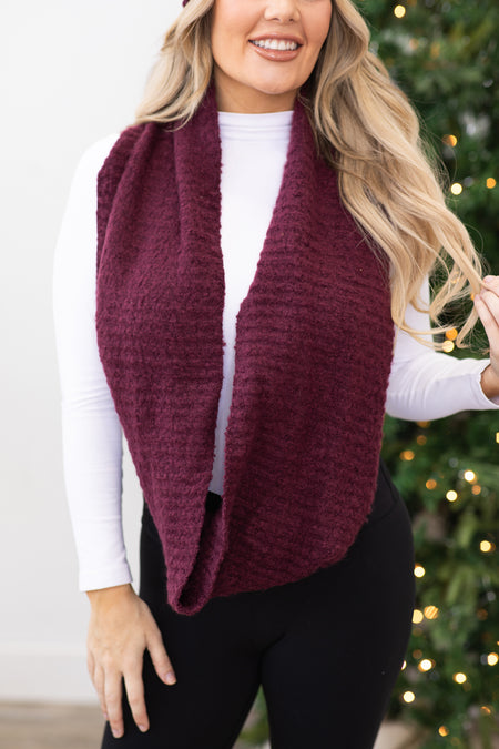 Burgundy Recycled Materials Infinity Scarf