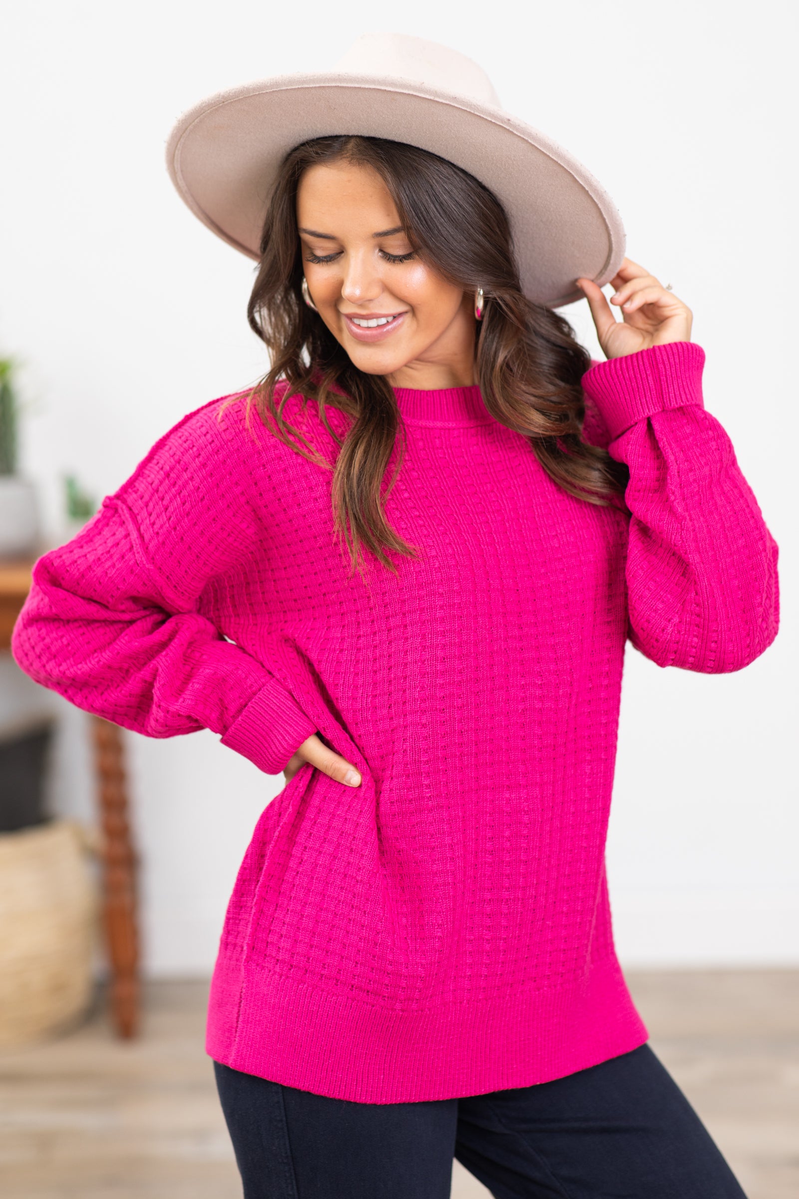 Pink slouchy clearance sweater