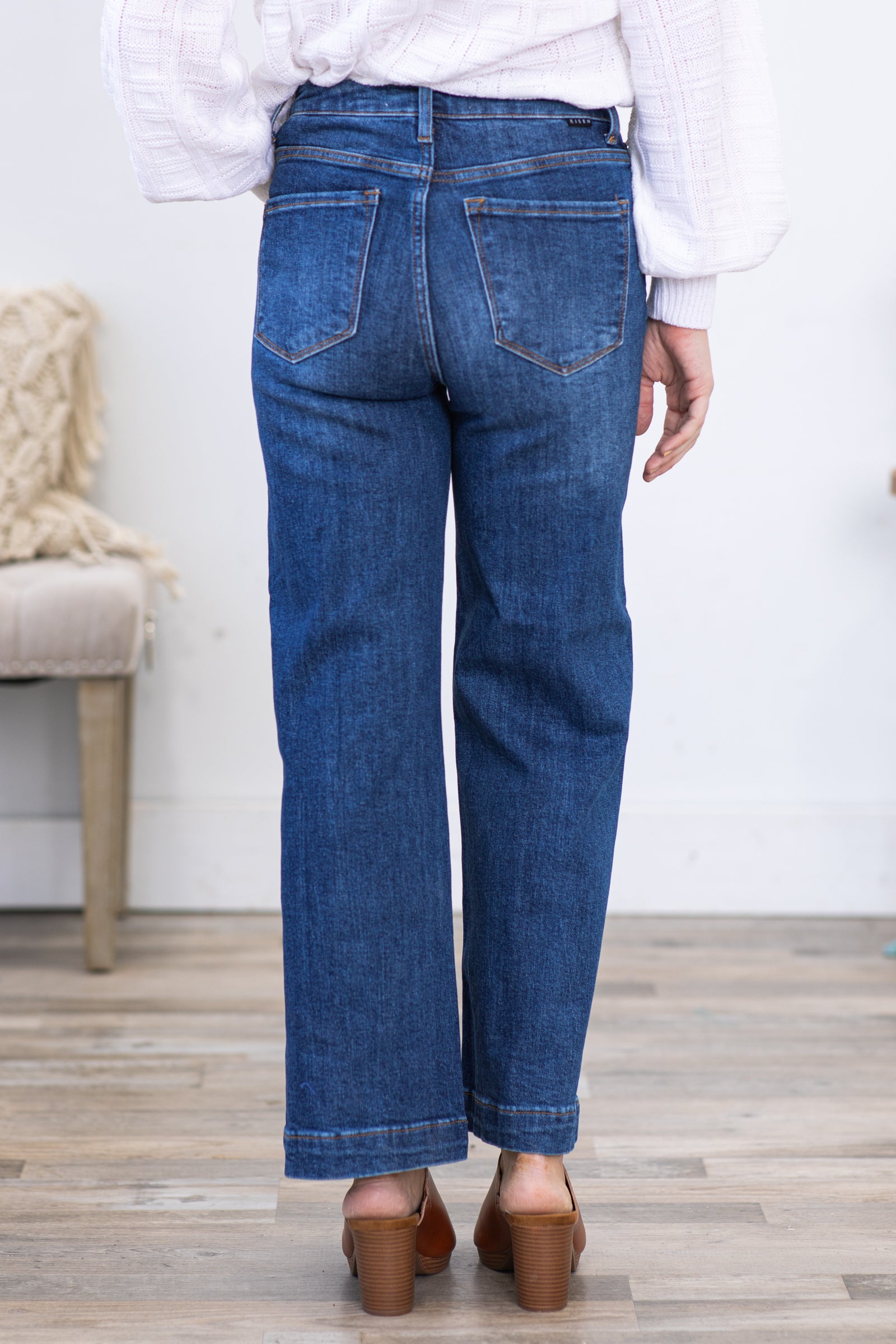 Risen Dark Wash High Rise Wide Leg Ankle Jeans · Filly Flair