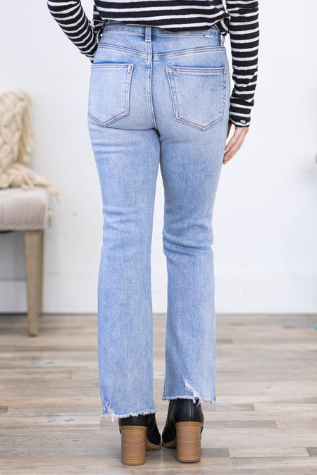 Risen High Rise Step Hem Crop Flare Jeans