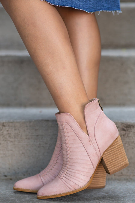 Blush Woven Detail Back Zip Bootie - Filly Flair