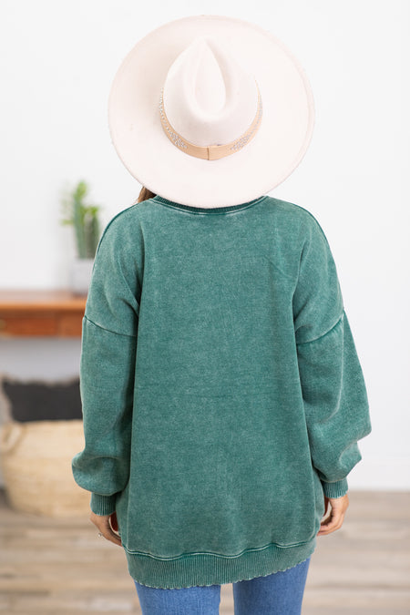 Emerald Pigment Dyed Step Hem Sweatshirt