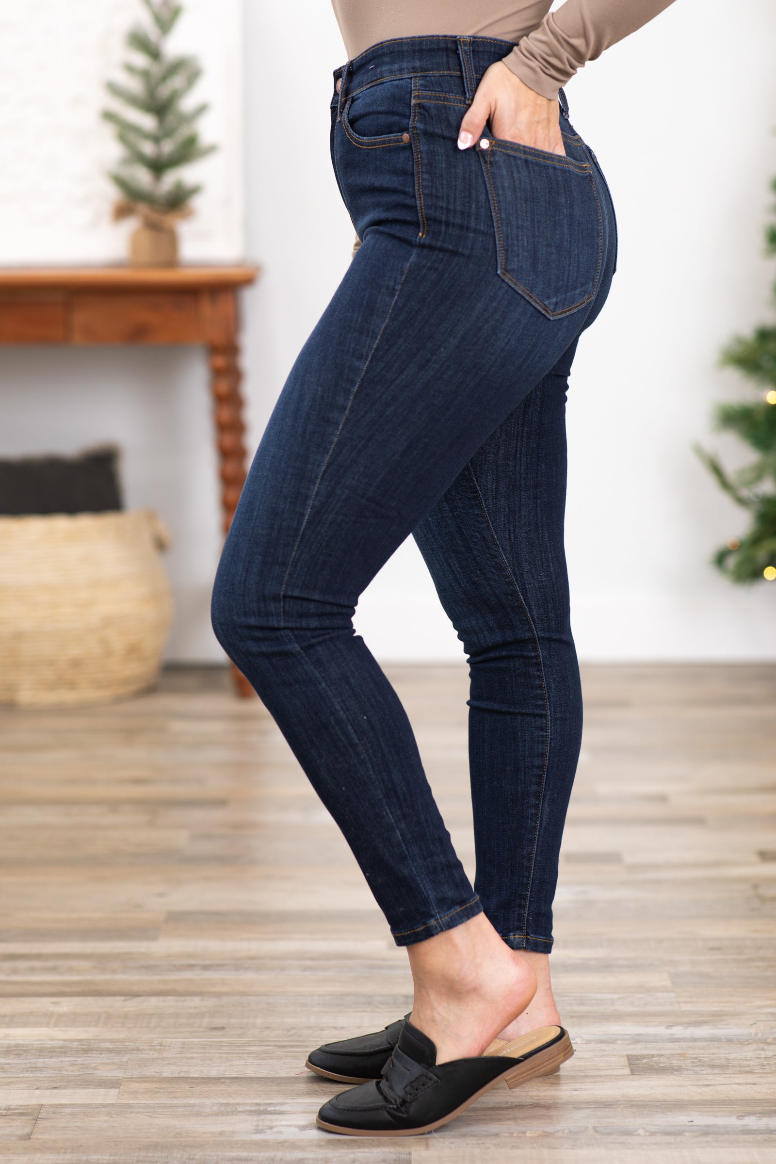 Judy Blue Dark Wash Back Yoke Skinny Jeans · Filly Flair