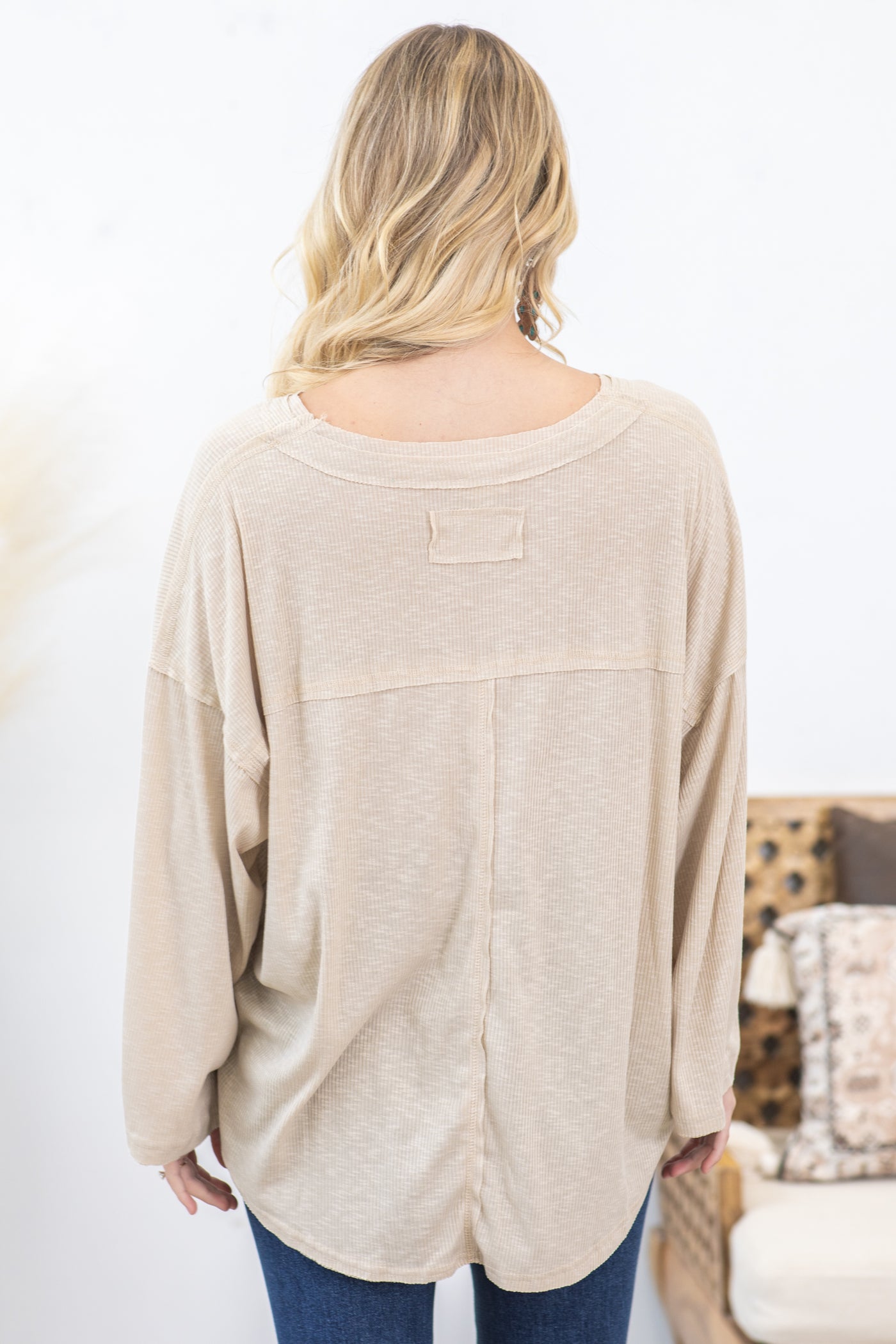 Baby Ribbed V-Neck Long Sleeve Knit Top