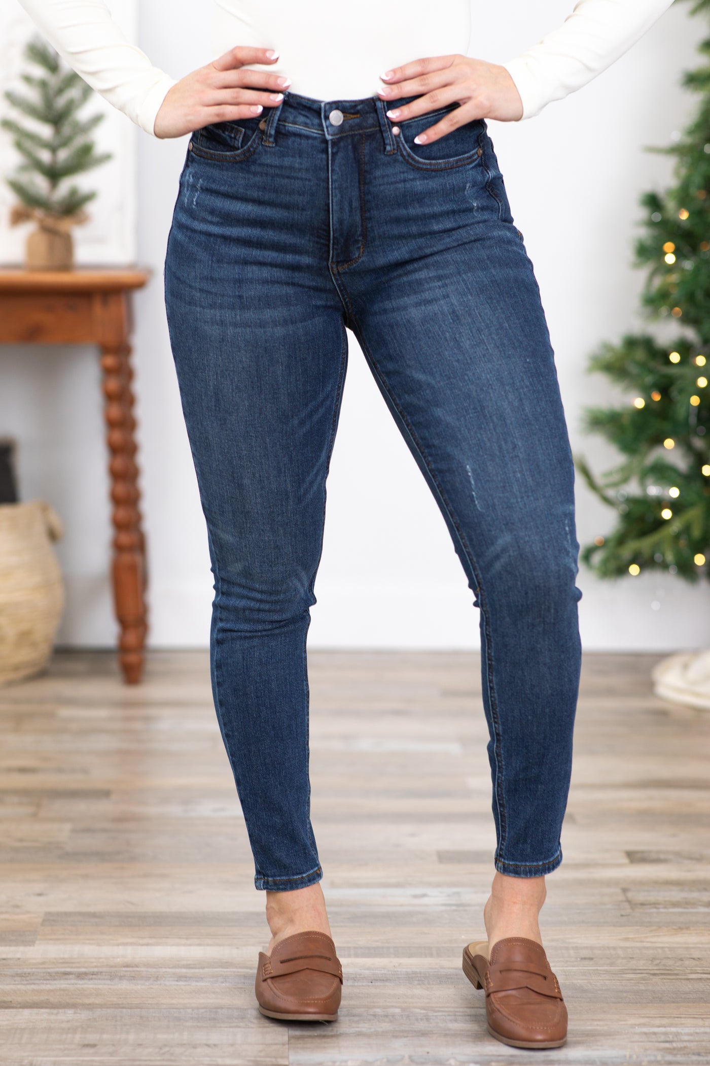 Judy Blue Jeans | High Waist | Tummy Control | Garment Dyed | Skinny |  Scarlet