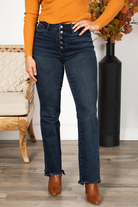 Judy Blue Distress Hem Straight Leg Jeans