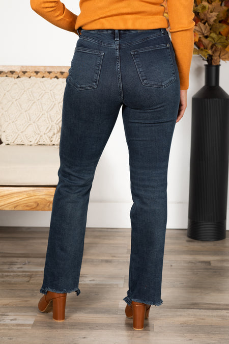 Judy Blue Distress Hem Straight Leg Jeans