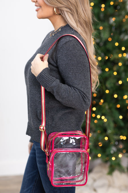 Pink and Gold Clear Crossbody Bag