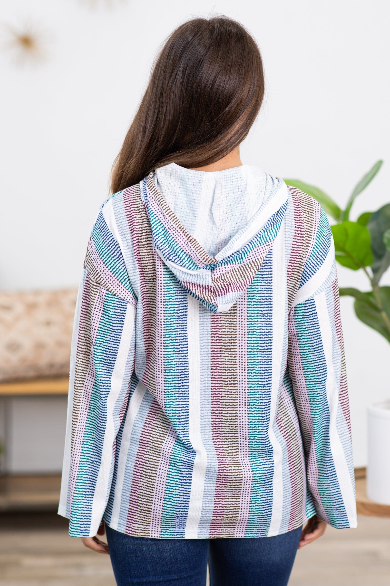 Teal Multicolor Stripe Criss-Cross Front Top · Filly Flair