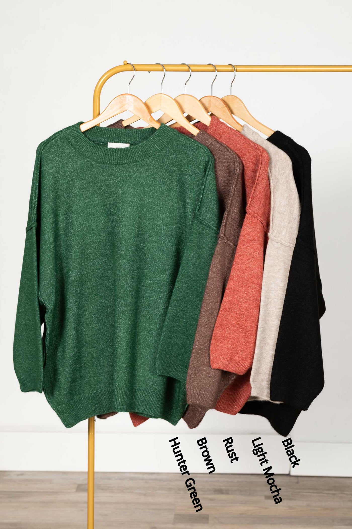 Oversized Round Neck Raw Seam Melange Sweater