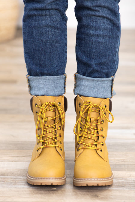 Camel Lace Up Boots