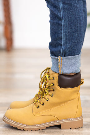 Camel Lace Up Boots