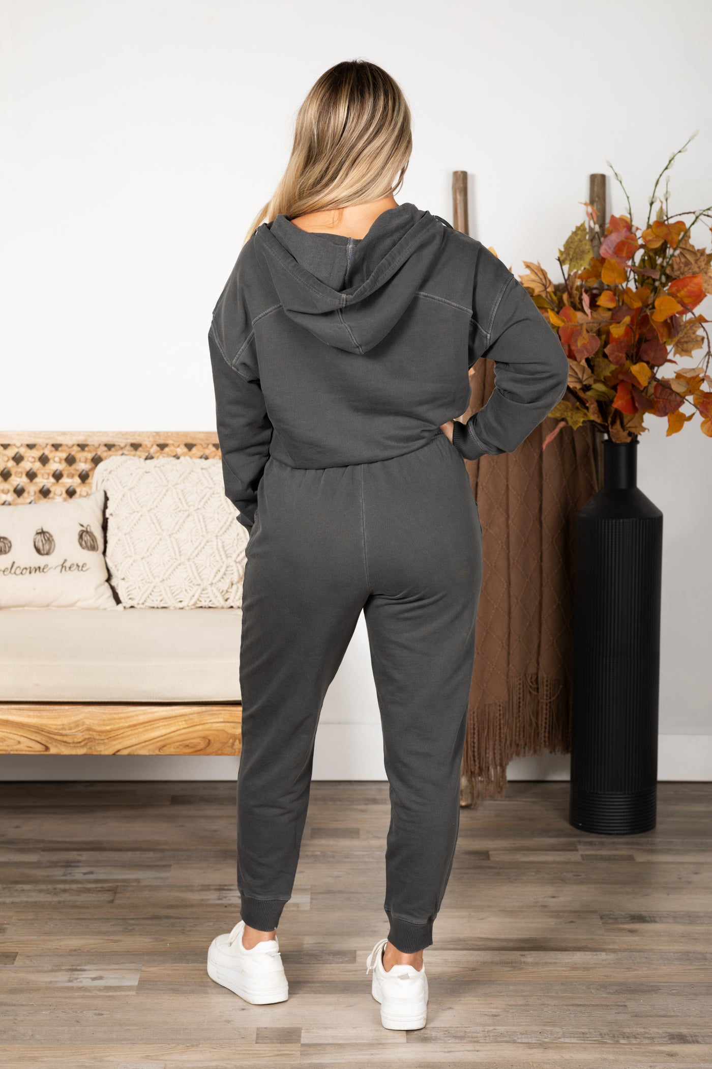 Charcoal Washed French Terry Jumpsuit