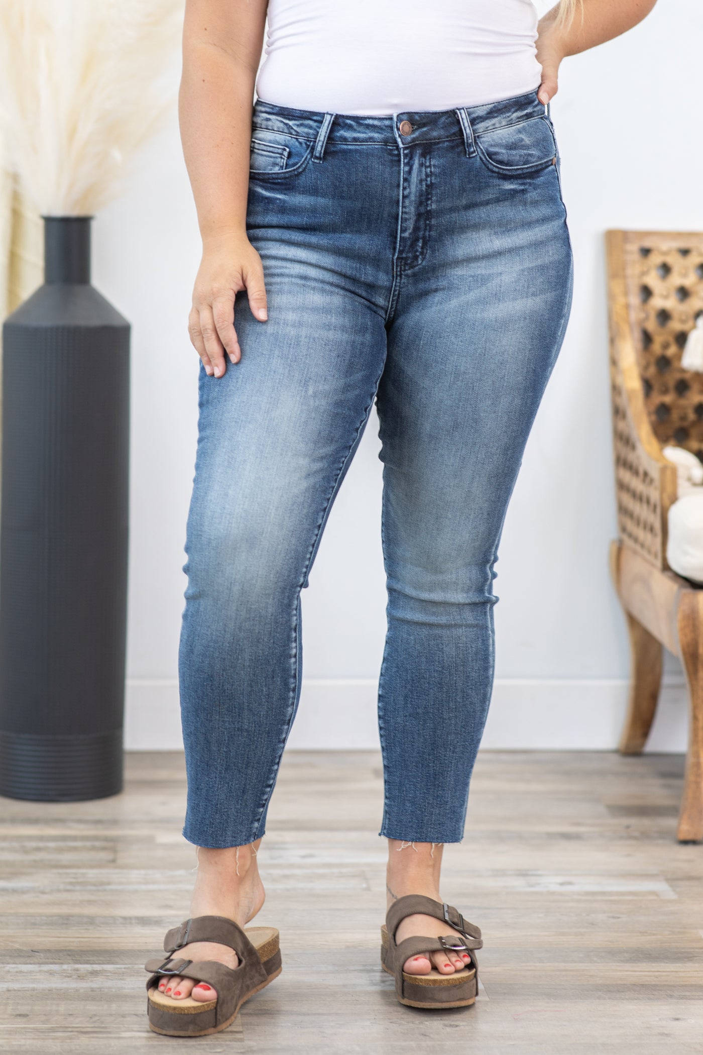 Judy Blue High-Rise Raw Hem Relaxed Fit Jean