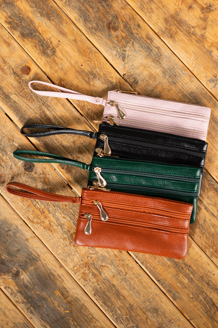 Vegan Leather Wrist Wallet Purse